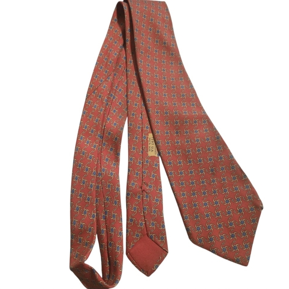 Vintage Hermes Elegant Red Patterned Tie